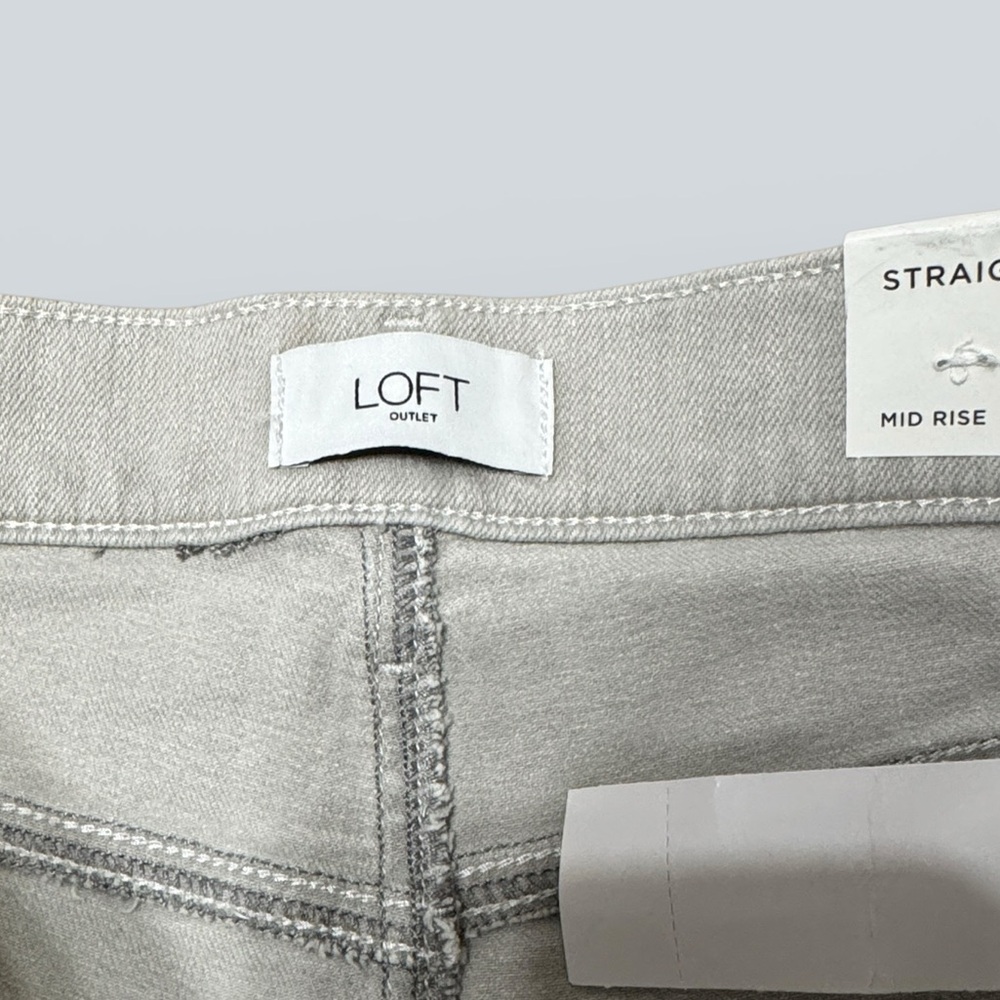 NWT LOFT Gray Straight Mid-Rise Jeans - Picture 2 of 9